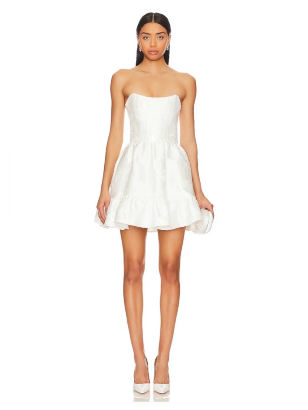 V. Chapman | Ginny Corset Mini Dress in White Baroque Floral | Size 4 | NWT